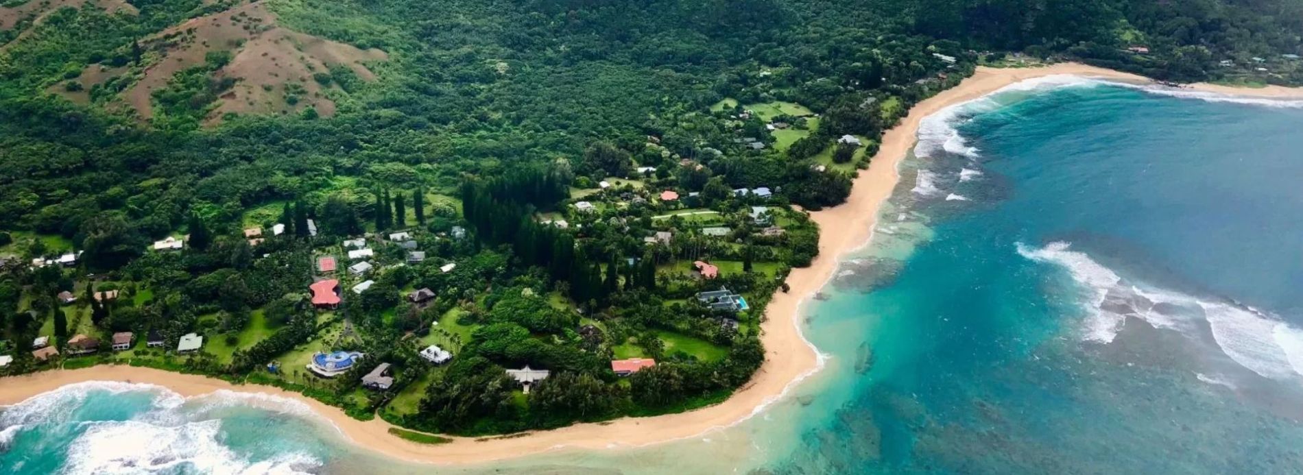 Aerial of Kauai shore