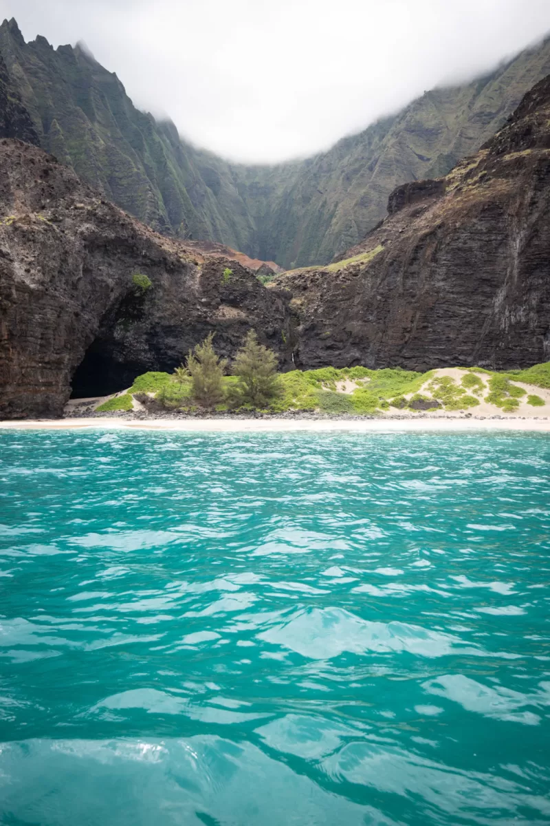 view of the napali coast from a boat