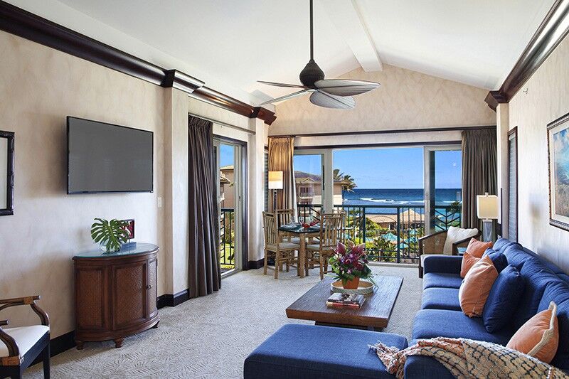 interior of bed vacation rental in kauai hawaii