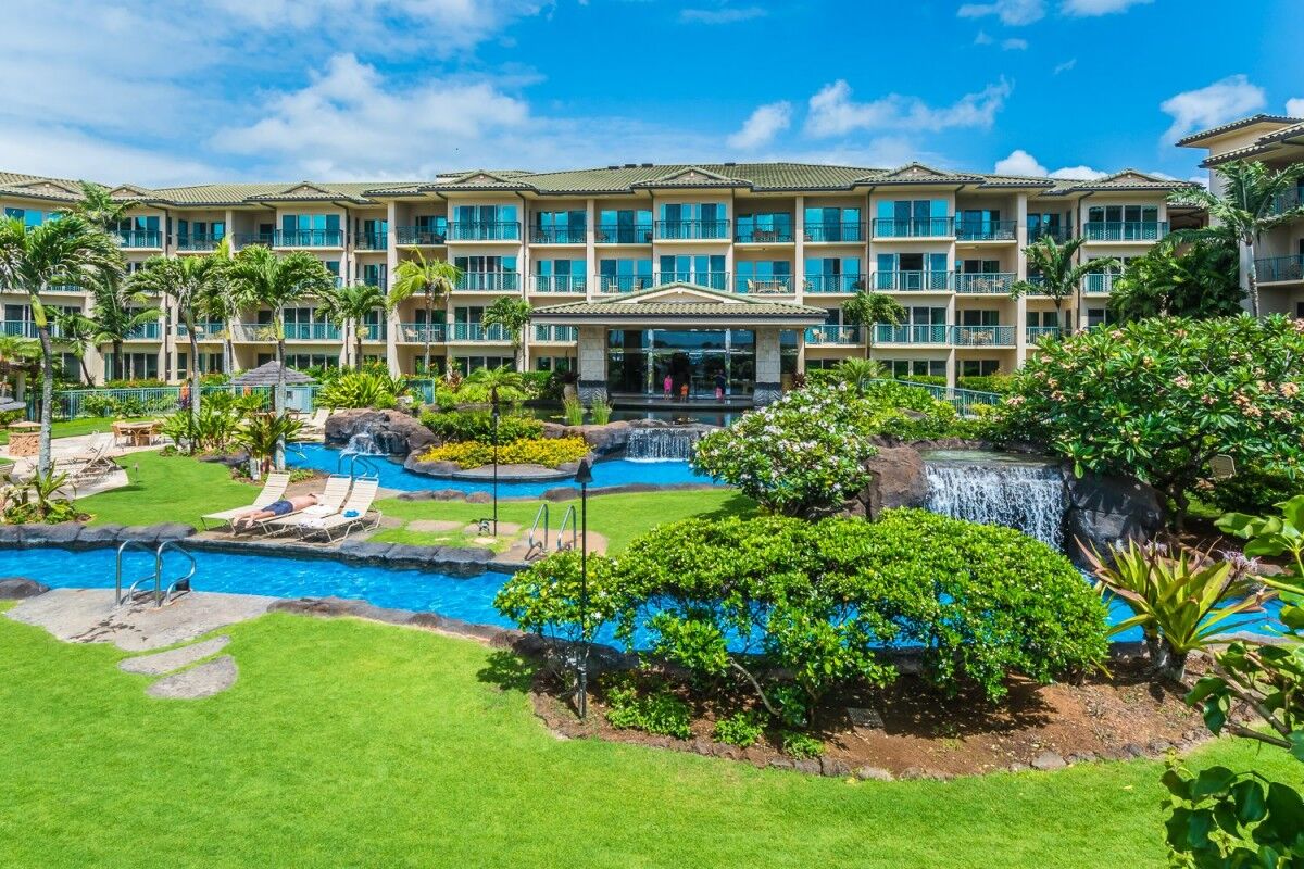 Exterior of Waipouli Beach Resort, a vacation resort in Kauai, Hawaii